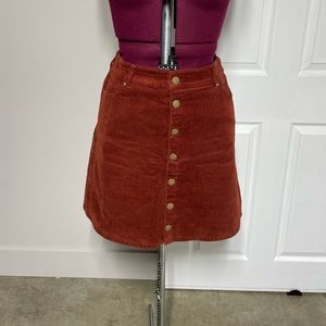 Burnt orange corduroy mini skirt